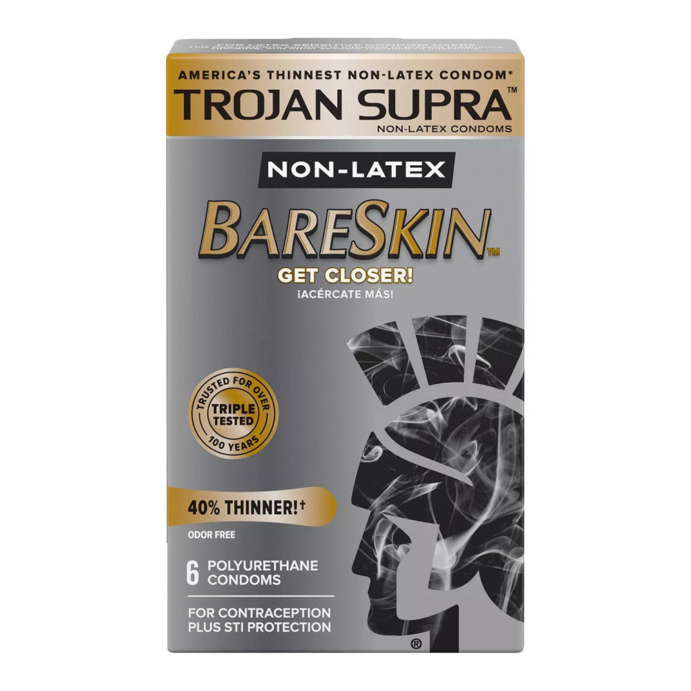Trojan Supra Non-Latex Bareskin Lubricated Condoms, 6 Ea